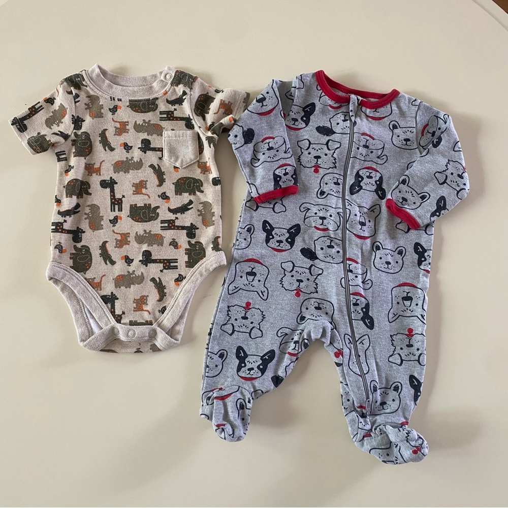 Adorable Animal Print Baby One Piece Set